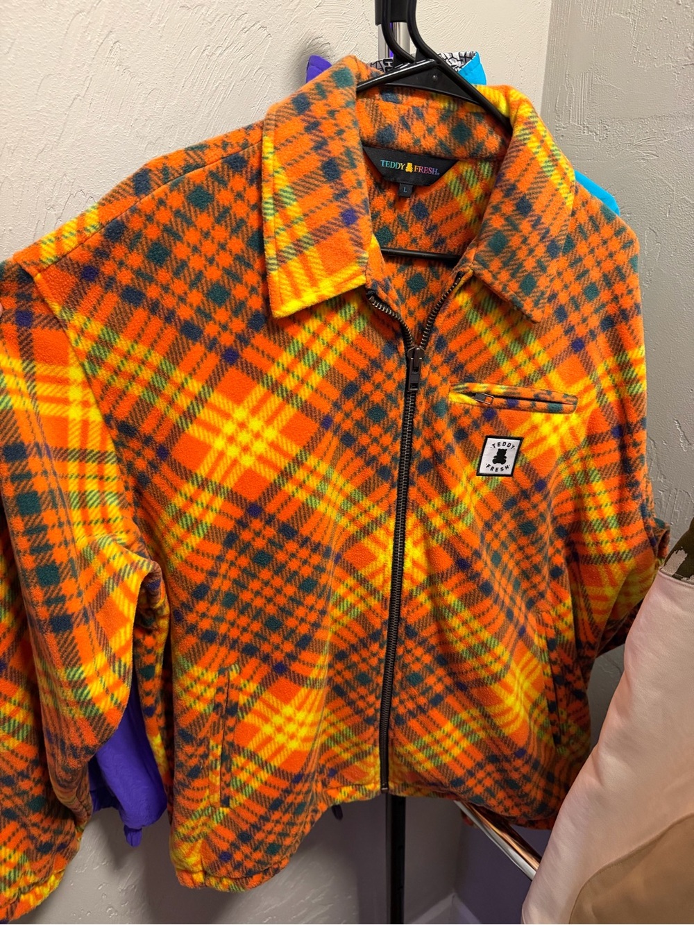 Teddy Fresh Plaid Fleece Jacket, Size L, Never Worn